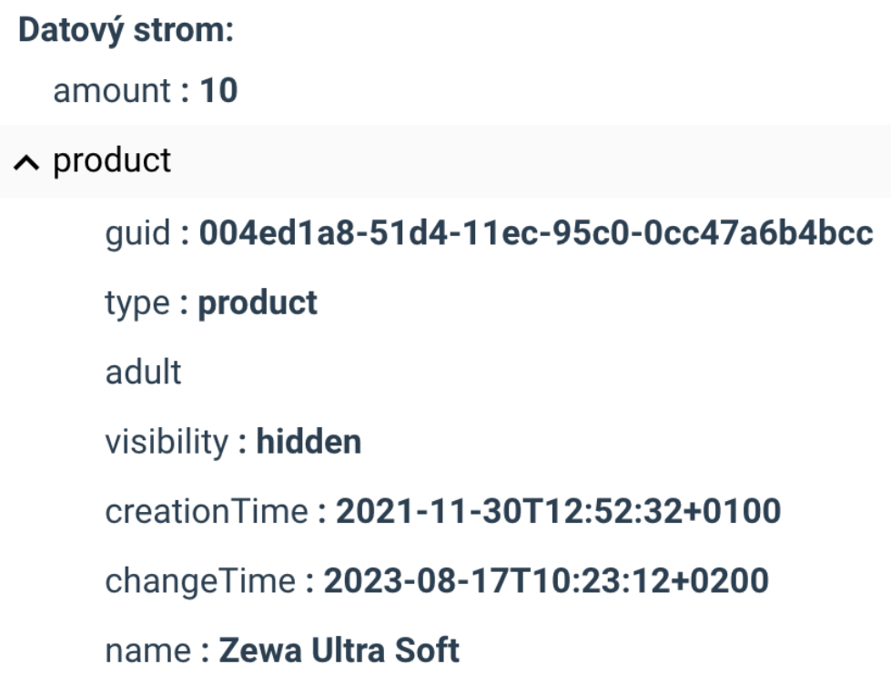 Datový strom objednávky a produktu v editoru tiskových šablon